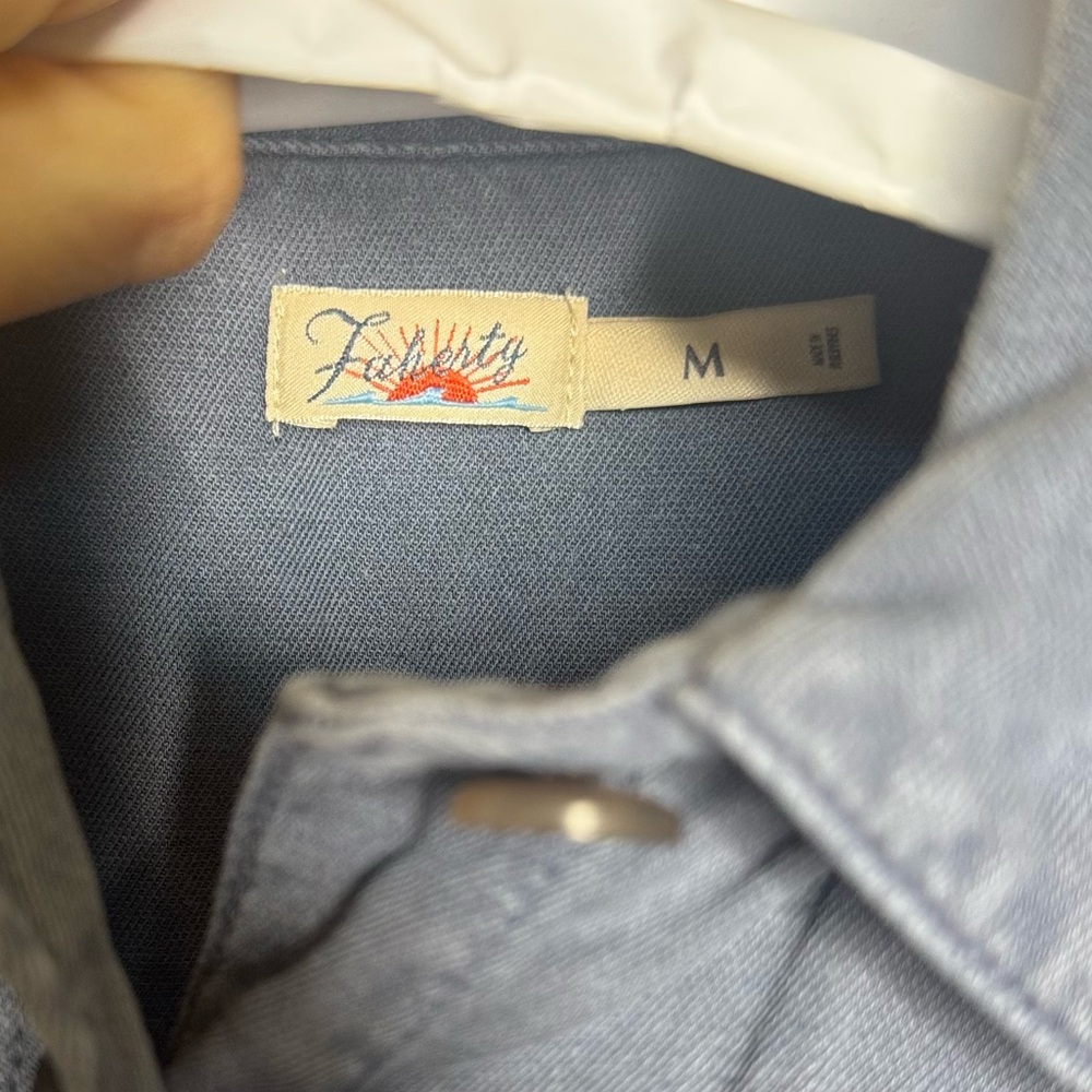 Faherty Navy Button-Front Midi Shirt Dress - Picture 5 of 5